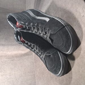 Vans Sk8-Hi Triple Black All Suede Leather Accent Lace Up Sneakers G US 15